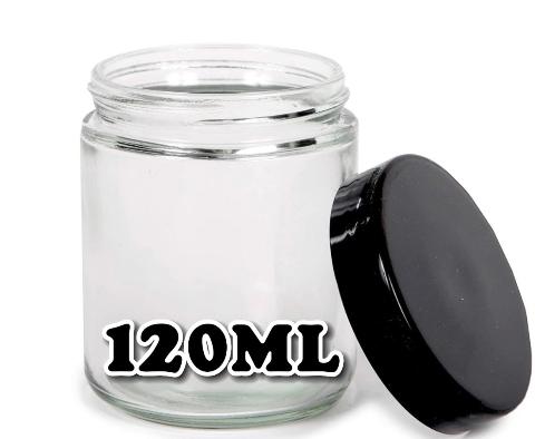 GLASS JARS W/BLACK TOP CHILD PROOF