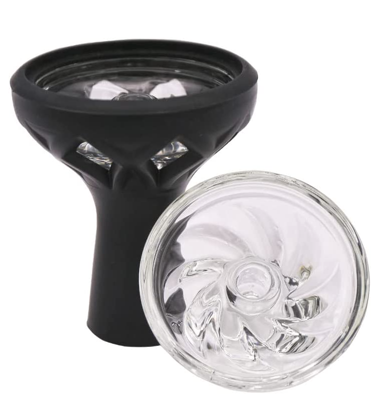 HOOKAH HEAD SILICON WITH GLASS TUP