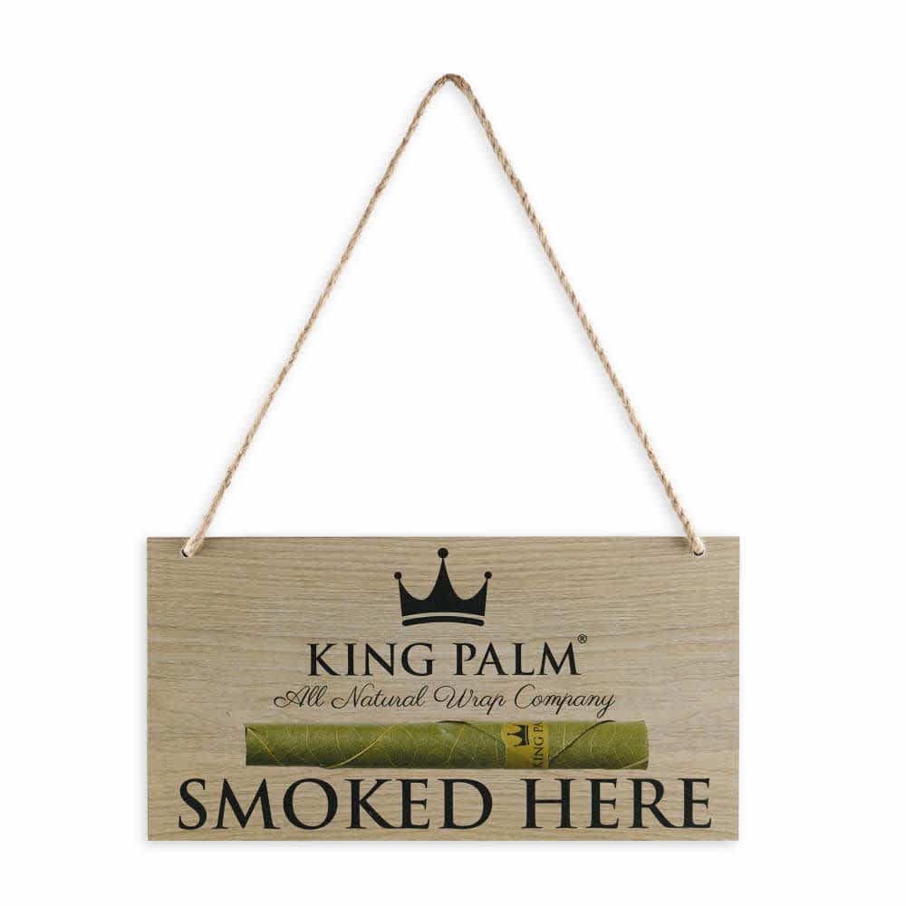 KING PALM SMOKED HERE WOOD SIGN