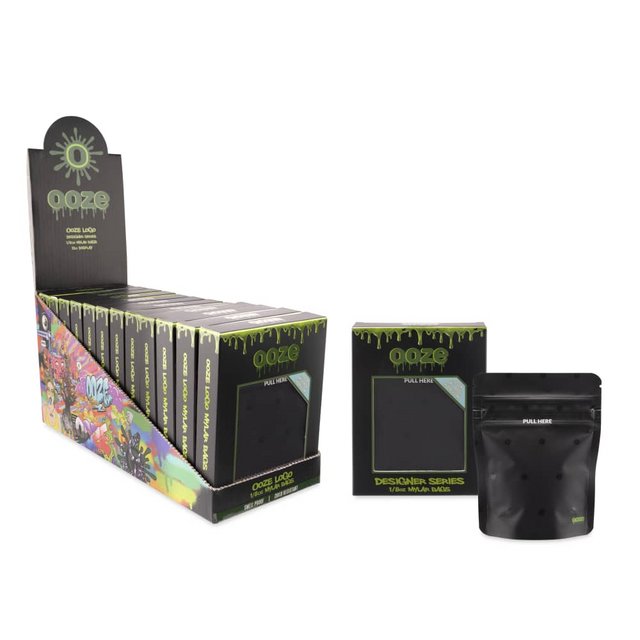 OOZE DESIGNER SERIES 1OZ MYLAR BAGS 10 CT SMELL PROOF BLACK