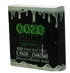 OOZE STANDARD CONTROL 650 MAH BATTERY 5 PACK CHROME