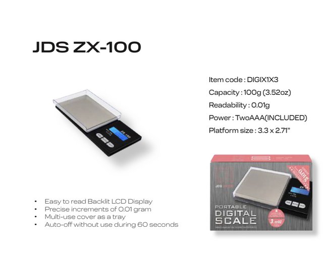 PORTABLE DIGITAL SCALE JDS ZX-100 MAX CAPACITY 3.52 OZ