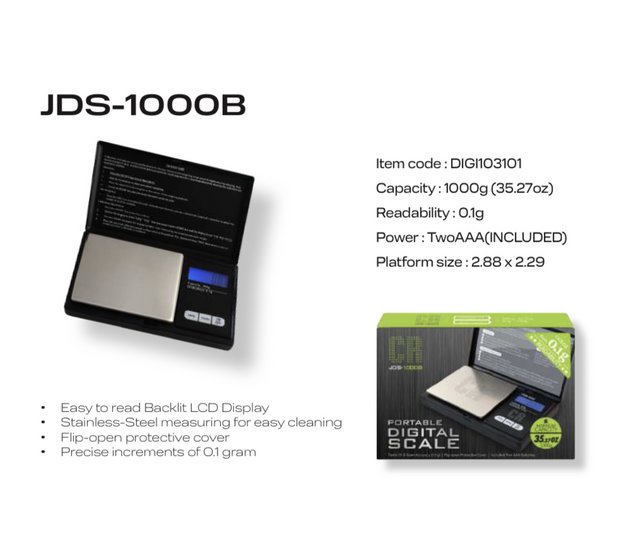 PORTABLE DIGITAL SCALE JDS-1000B MAX CAPACITY 35.27 OZ