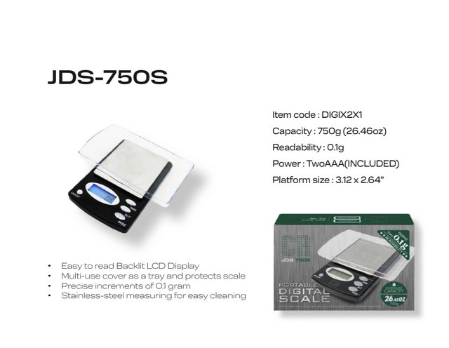 PORTABLE DIGITAL SCALE JDS750S MAX CAPACITY 26.45 OZ
