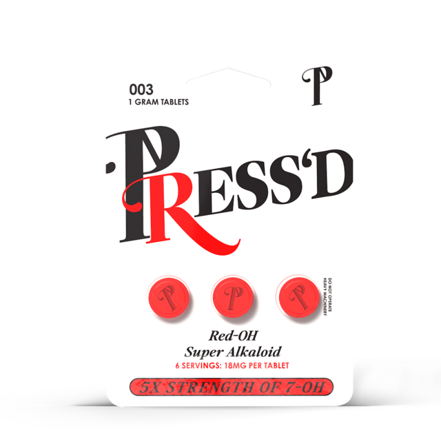 PRESS'D RED 18MG RED-OH SUPER ALKALOID KRATOM BLISTER CAPSULES 3CAPS