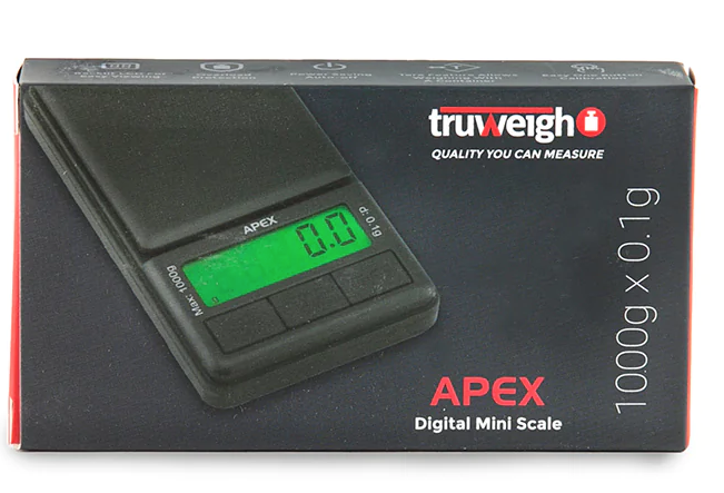 TRUWEIGH APEX DIGITAL MINI SCALE 1000 G X 0.1 G BLACK
