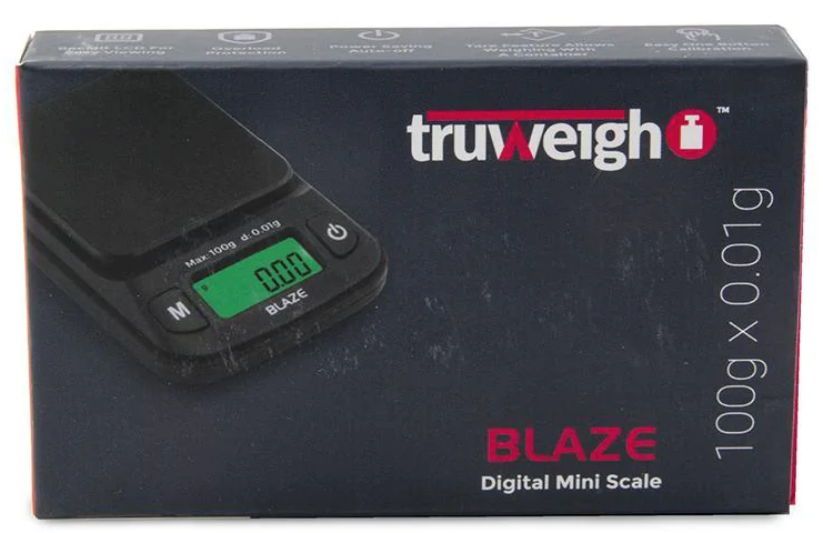 TRUWEIGH BLAZE DIGITAL MINI POCKET SCALE 100 G X 0.01 G BLACK 12 COUNT