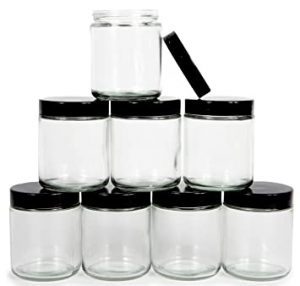 GLASS JARS W/BLACK TOP CHILD PROOF