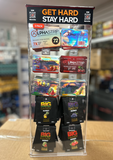 [ALPHA -17637] ALPHA STRIP MALE ENHANCEMENT DISPLAY 204 PCS 10 FLAVORS DOUBLE AND SINGLE