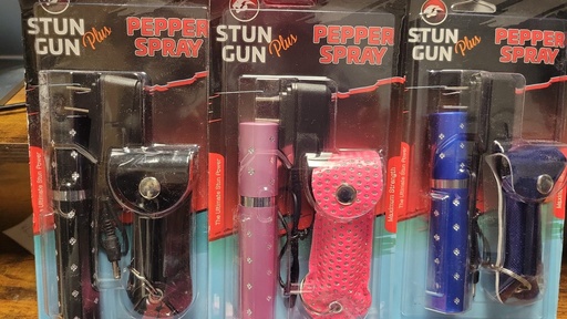 [CHEETA-22196] CHEETAH STUN GUN PLUS PEPPER SPRAY ASSORTED COLORS