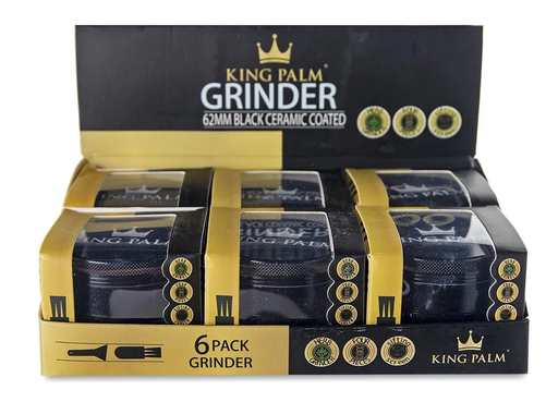 [INTREF0000663] KING PALM GRINDER DISPLAY 6 CT 2.5 INCHE BLACK COLOR..