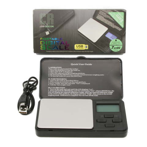 [INTREF0000923] PORTABLE DIGITAL SCALE JDS-200 DR MAX CAPACITY 7.05 OZ USB CHAR