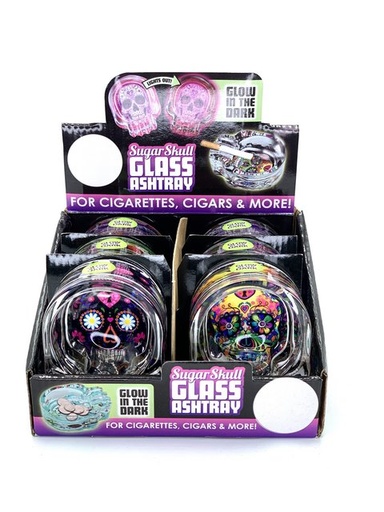[sugar -00304] SUGAR SKULL GLASS ASHTRAY
