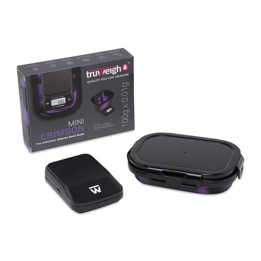[INTREF0001560] TRUWEIGH MINI CRIMSON THE ORIGINAL SILICONE BOWL SCALE 100 G X 0.01 G BLACK & PURPLE