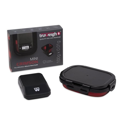 [INTREF0001561] TRUWEIGH MINI CRIMSON THE ORIGINAL SILICONE BOWL SCALE 100 G X 0.01 G BLACK & RED