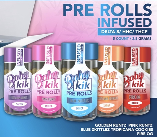 BABY KIK 0.5GM D8+HHC+THC-P PREPROLLS 5CT