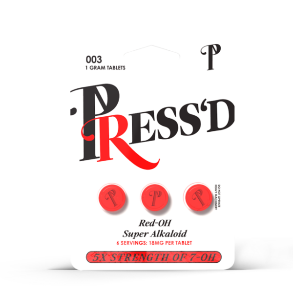 PRESS'D RED 18MG RED-OH SUPER ALKALOID KRATOM BLISTER CAPSULES 3CAPS