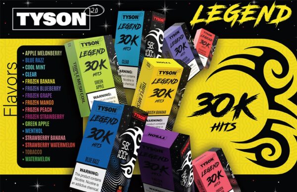 TYSON 2.0 LEGEND 5% DISPOSABLE 30000 PUFFS 5PCS